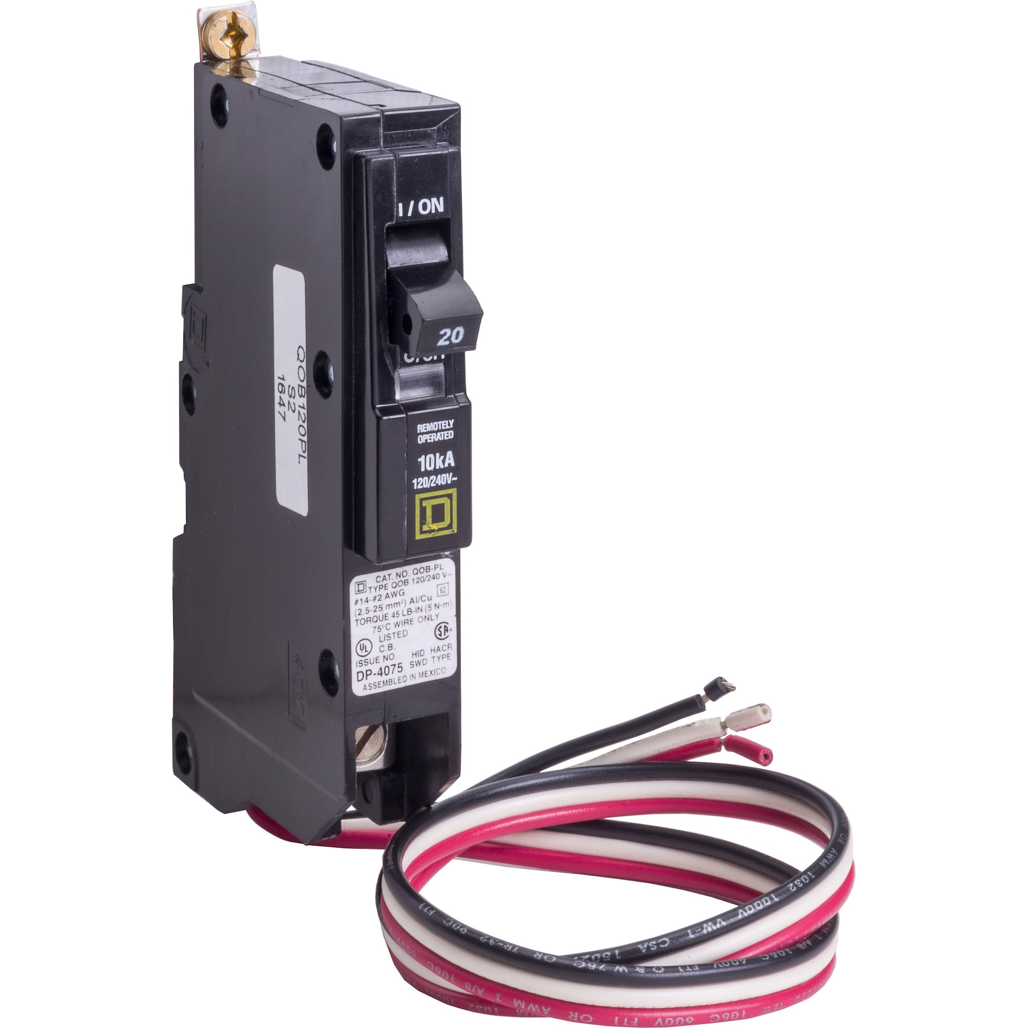 Mini circuit breaker, QO, 20A, 1 pole, 120/240 VAC, 10 kA, Powerlink, bolt on mount