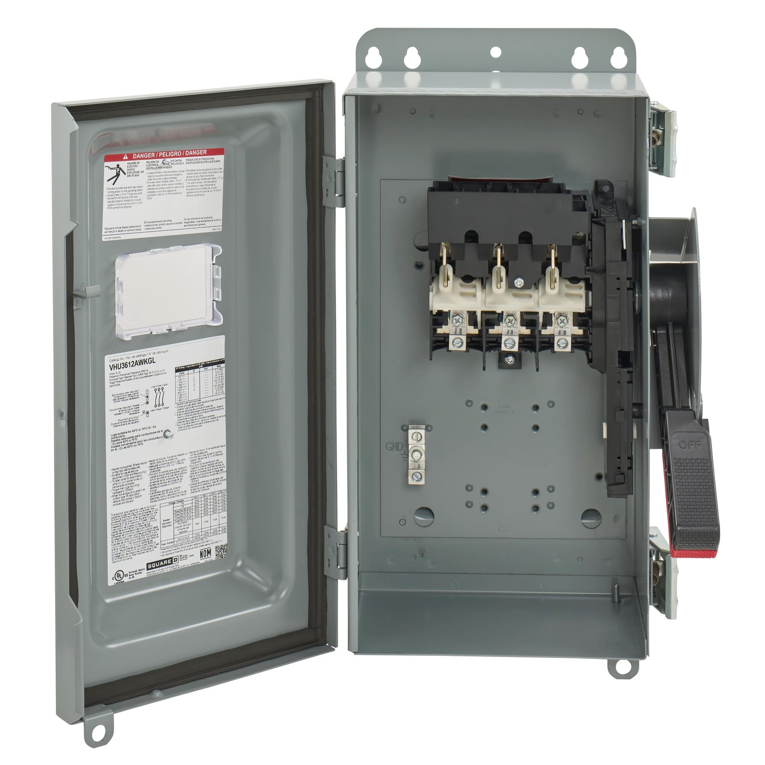 Safety switch, VisiPacT, heavy duty, non fused, viewing window, NEMA 12, 600V, 30A, 3 pole, ground