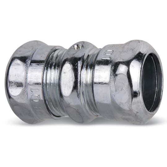 1-1/4 Inch Coupling, Steel Electro Zinc Plated for Use with EMT Conduit