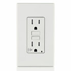 Audible Self-Test Tamper Resistant GFCI Receptacle.Nema 5-15R 15A-125v @ Receptacle, 20A-125V Feed-through, Lighted, Self-ground Clip, Wallplate Included - White, W/white Test And Reset Button.