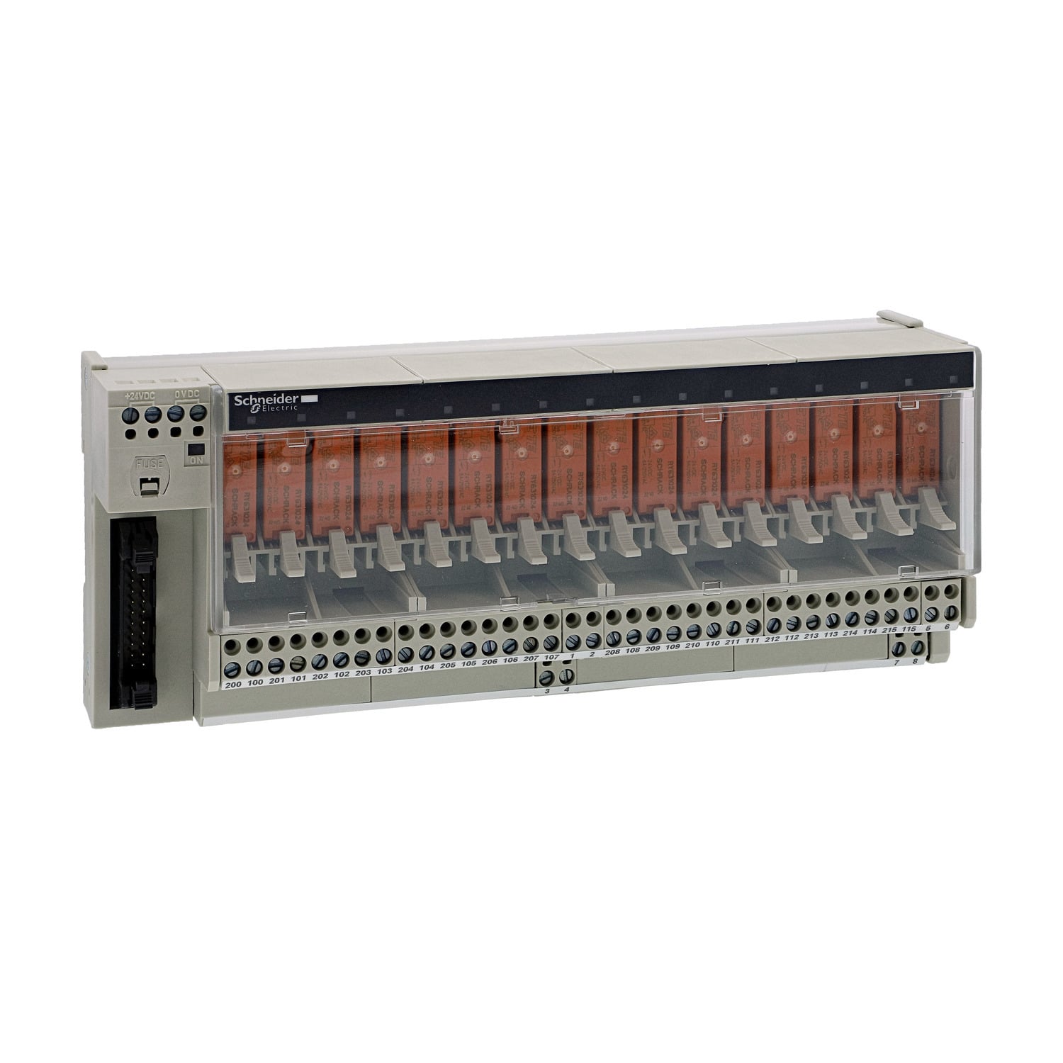Sub-base with plug-in electromechanical relay ABE7 - 16 channels - relay 10 mm