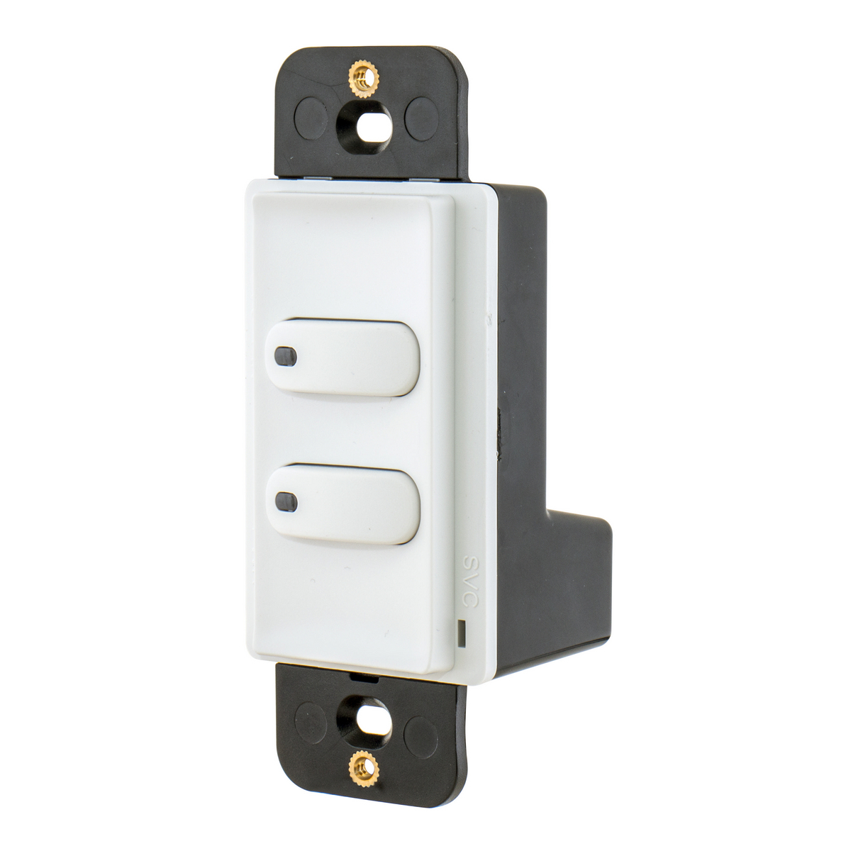 Switches and Lighting Controls, DecoratorRocker Switch, Single Pole, 2-Button, Momentary Contact, 100mA 30V DC,With LED, White