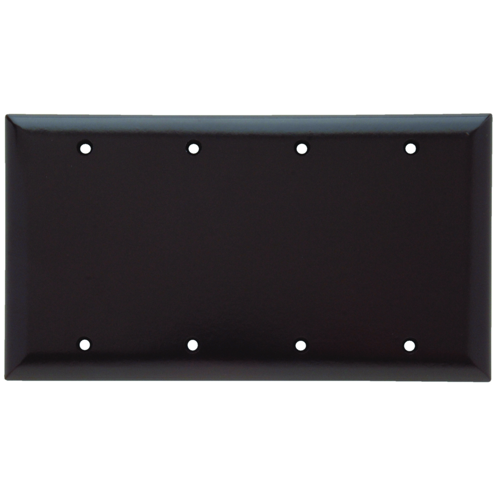 Smooth Wall Plate, 4gang Blank, Box Mount, Brown