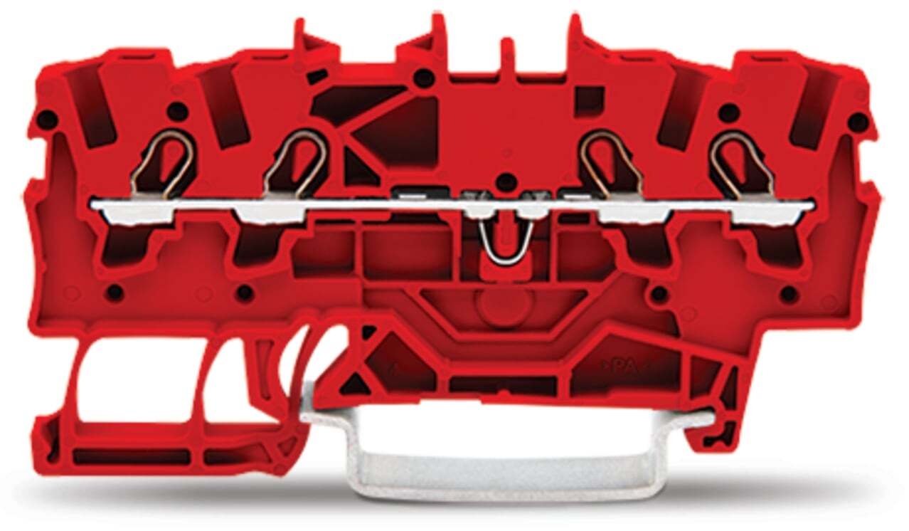 4-conductor through terminal block; 1.5 mm; suitable for Ex e II applications; side and center marking; for DIN-rail 35 x 15 and 35 x 7.5; Push-in CAGE CLAMP; 1,50 mm; red