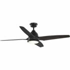 Incorporate nostalgic character reminiscent of aviation days gone by with the Alleron Collection 4-Blade Antique Black 56-Inch DC Motor LED Urban Industrial Ceiling Fan. The sleek metal ceiling canopy is coated in a flat black finish and complemented by hand-finished antique black blades modeled after vintage airplane propeller blades. The blades are crafted from a strong, all-weather ABS material to prevent warping. A full-function 6-speed remote control with batteries is included so you can adjust full-range dimming and fan speed without breaking a sweat. For ideal illumination, an integrated LED source is included (100w max/2,100 lumens per LPW/120v/90 CRI). Dimmable. The ceiling fan's modern industrial flair is ideal for any living room in urban industrial style settings. It's time to breathe new life into the mundane every day with timeless and truly transformative lighting. Make your purchase today to begin your journey to a whole new lighting experience. Progress Lighting products are designed for exceptional quality, reliability, and functionality.