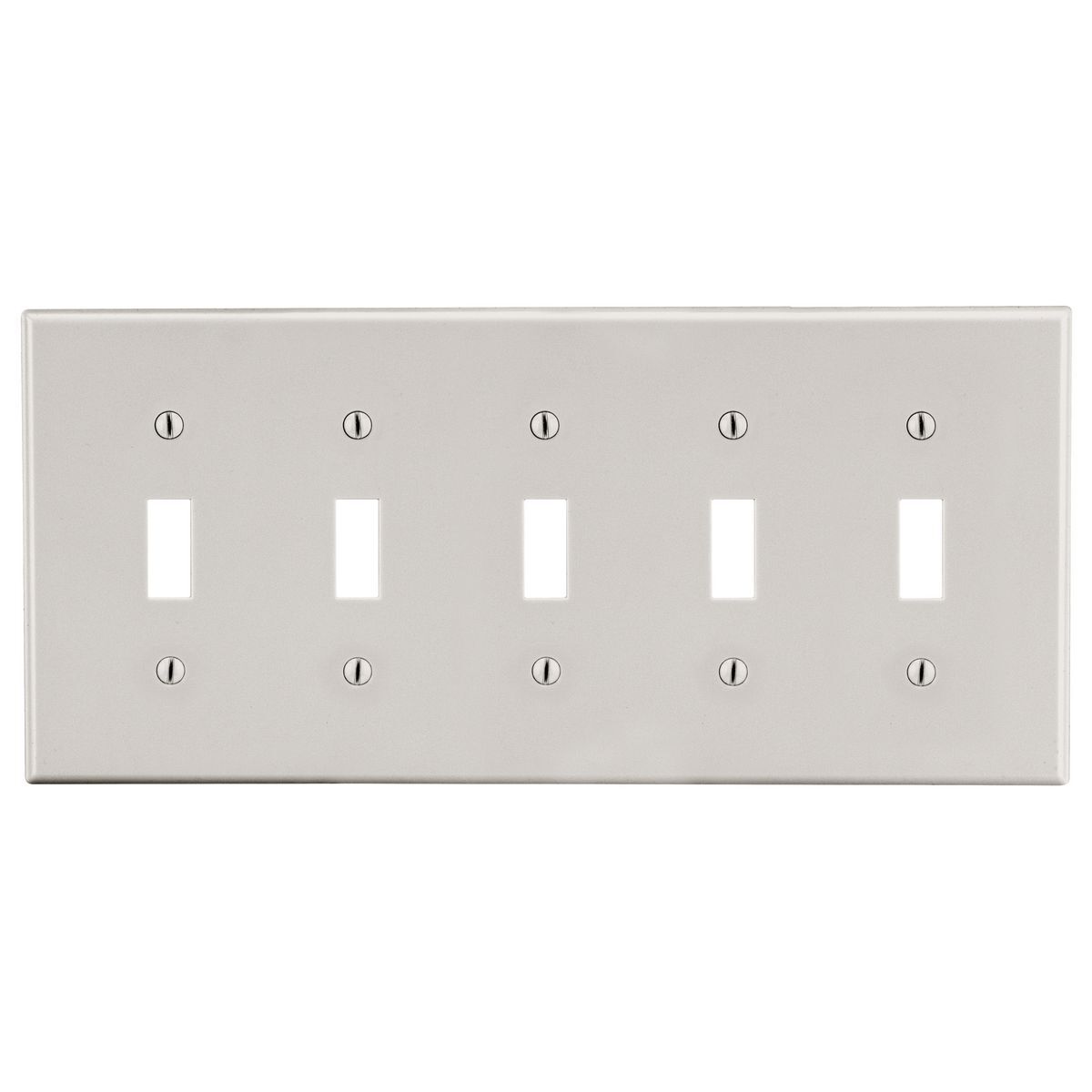 Wallplate, 5-Gang, 5) Toggle,  Light Almond