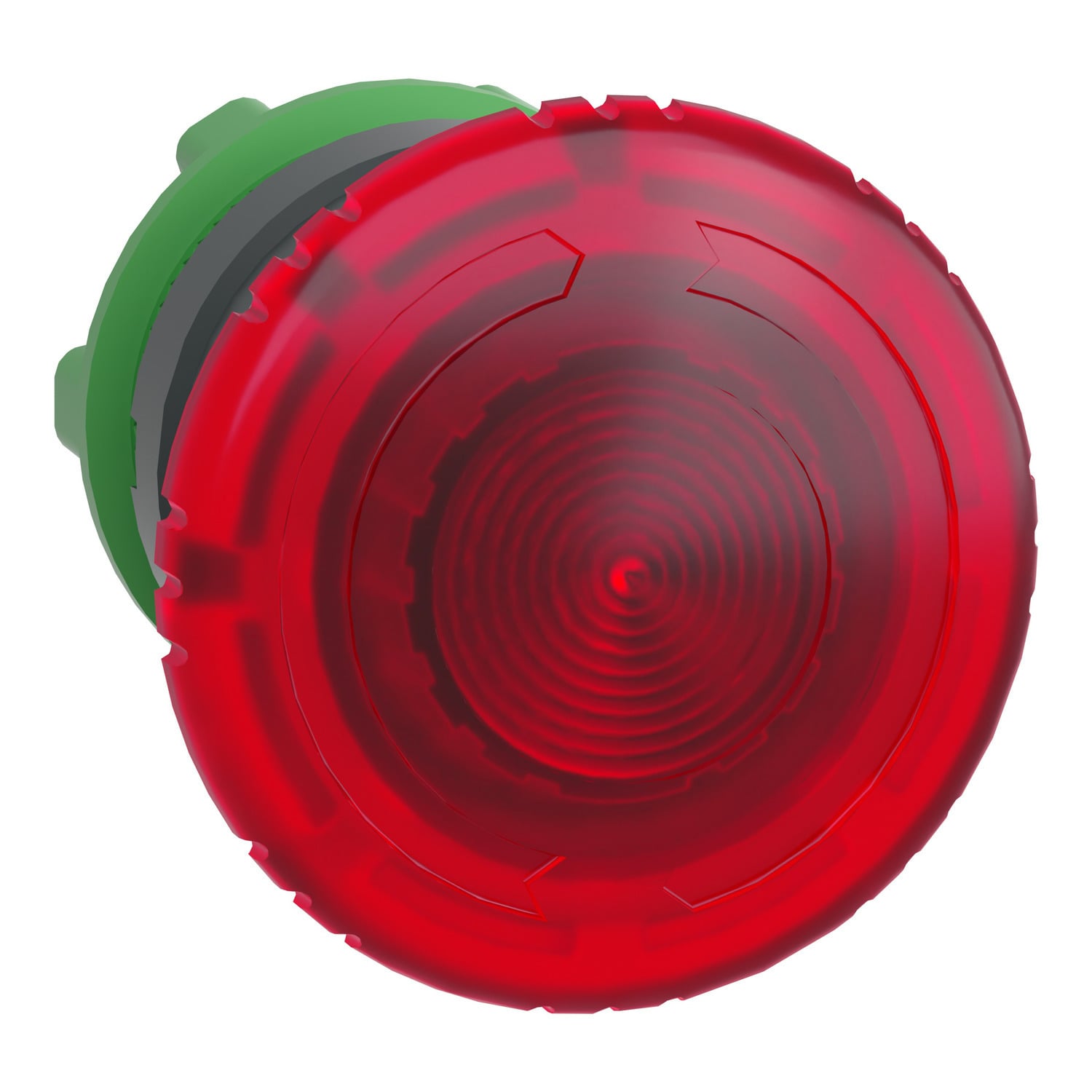 Head for illuminated emergency switching off push button, Harmony XB5, plastic, red mushroom 40mm, 22mm, universal LED, turn to release