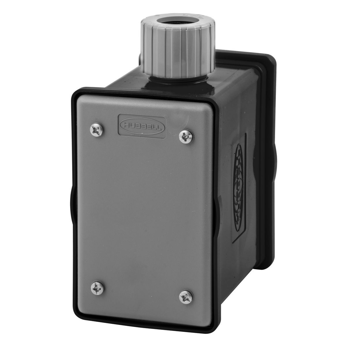 Temporary Power Products, Portable Outlet Boxes, Boxes and Plates, Box with Strain Relief, 1-Gang Front and Back, Black Non-Metallic, Furnished with 1) Blank Plate