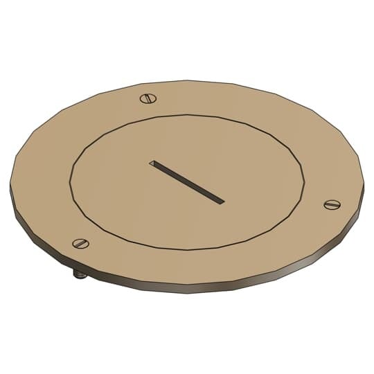 Cover Plate for Flush Service Floor Boxes, 4 Inch Diameter, 2-5/8 Inch Plug Size, Brass