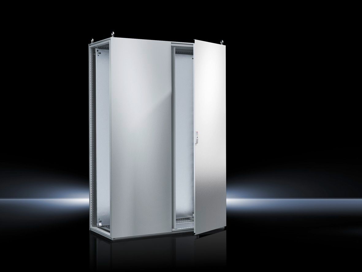 TS Bayed enclosure system, WHD: 1200x2000x800 mm, carbon steel, with mounting plate, two doors at the front