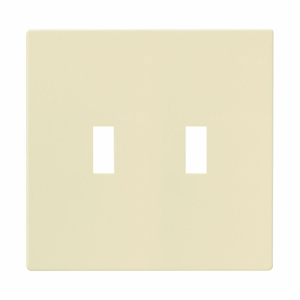 Eaton Screwless wallplate, Screwless, Almond, Toggle Cutout, Polycarbonate, Two- gang, Mid-size
