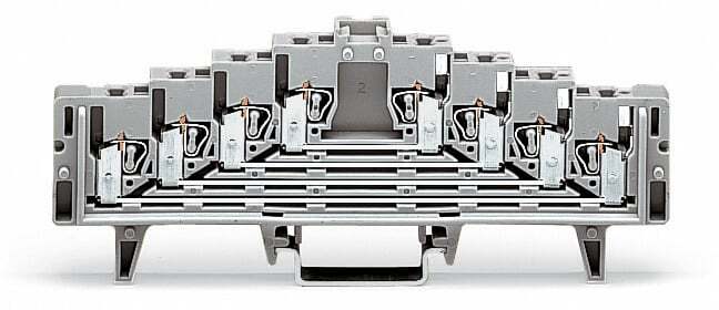 4-level terminal block for matrix patching; without locking clips; one potential per level; with 2.3 mm  test port; for 35 x 7.5 mounting rail; 1.5 mm; 1,50 mm; gray
