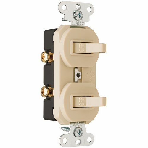 Single Pole,Double Switch, 15 amps, 120/277 volts, Ivory.