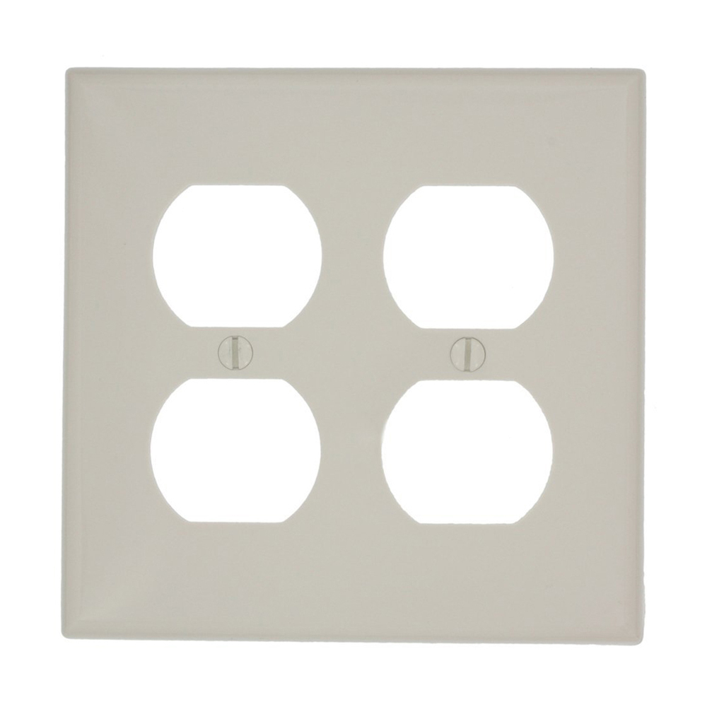 2-Gang, 2-Duplex, Standard Nylon Wallplate, Light Almond