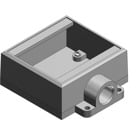 1 Inch Shallow 2 Gang Cast Device Box, Gray Iron Zinc Plated, Dead End, Suitable for Wet Locations When Used with Gasketed Covers