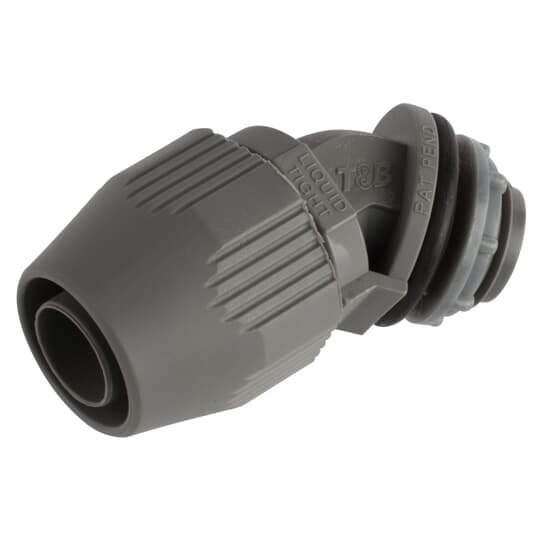1 Inch 45 Degree Gray Non-Metallic Liquidtight Connector, for Use with Non-Metallic Conduit