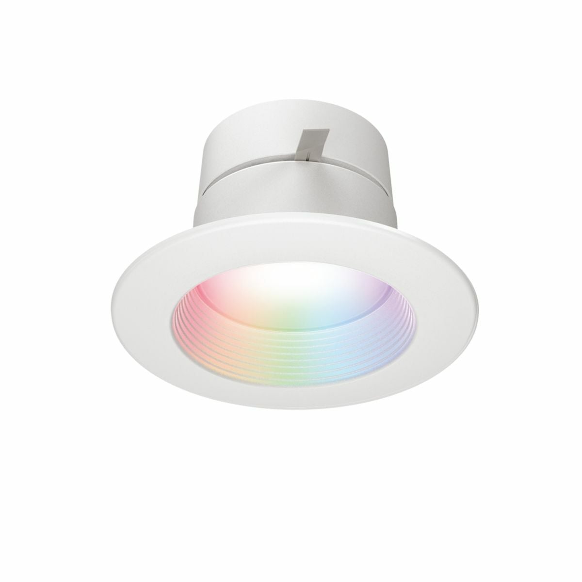 4" Smart Wi-Fi Recessed LED Trim, WiZ Pro enabled (Wi-Fi + Bluetooth), 600 lumens, 90 CRI (min), Full Color, Tunable White (2200K - 6500K), Matte white baffle trim, Retrofit, Recyclable packaging