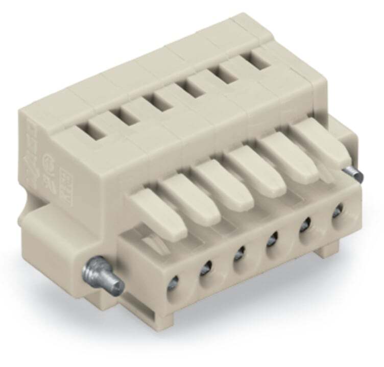 1-conductor female connector; CAGE CLAMP; 1.5 mm; Pin spacing 3.5 mm; 5-pole; 100% protected against mismating; Screw flange; 1,50 mm; light gray