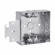 Eaton Crouse-Hinds series Square Outlet Box, (1) 1/2", 4", MSB, 4, AC/MC clamps, Welded, 1-1/2", Steel, (4) 1/2", (2) 1/2", (1) 3/4" E, 22.0 cubic inch capacity