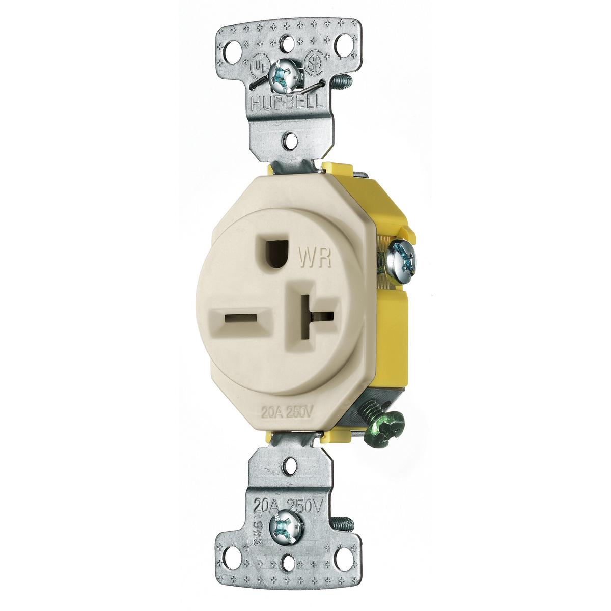 TradeSelect, Straight Blade, Single Receptacle, Weather Resistant, 20A 250V, 2-Pole 3-Wire Grounding, 6-20R, Light Almond