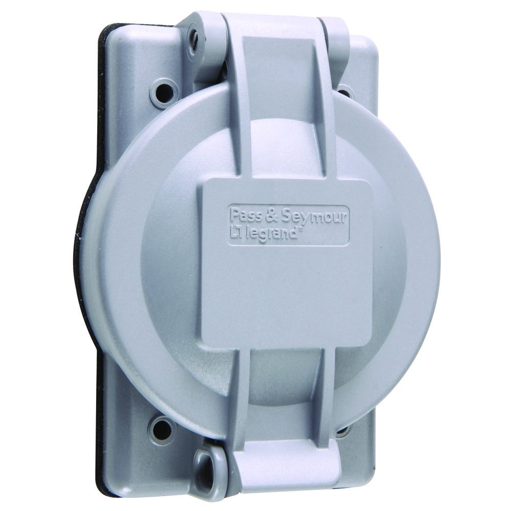 Industrial Grade Weatherproof Lift Cover, 2.32 Diameter Opening to Accommodate 20A/30A Turnlok, For Flanged Inlet/Outlet, Gray