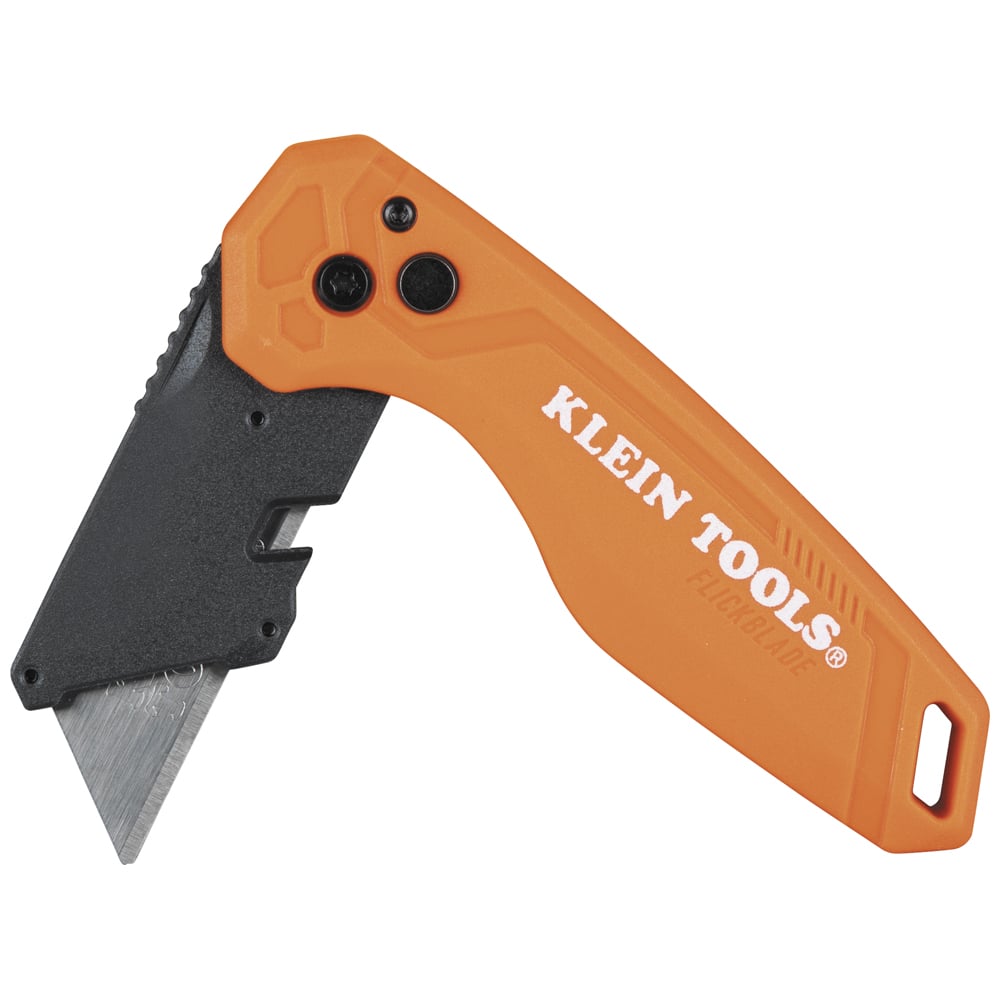 Klein Tools' Folding Utility Knife is engineered for both comfortable use and seamless carry and storage. While folded it effortlessly slips into a tool pouch while offering pocket portability with a handy belt clip. Its intuitive side-button release allows for swift deployment, flicking open smoothly for use in either 135-Degree or 180-Degree orientations, ensuring effortless cutting for every task.