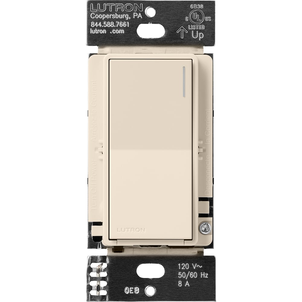 RadioRA 3 Sunnata RF Switch, 120 V, 50/60 Hz, 8 A light, 1/4 HP 5.8 A Motor, light almond