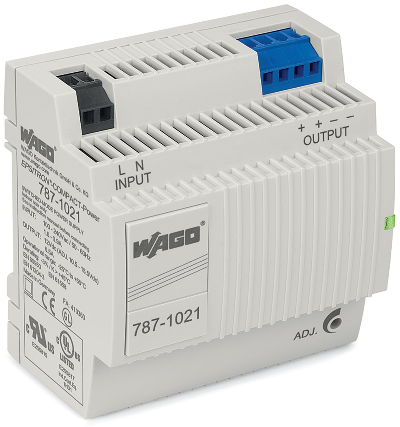 Switched-mode power supply; Compact; 1-phase; 12 VDC output voltage; 6.5 A output current; 2,50 mm