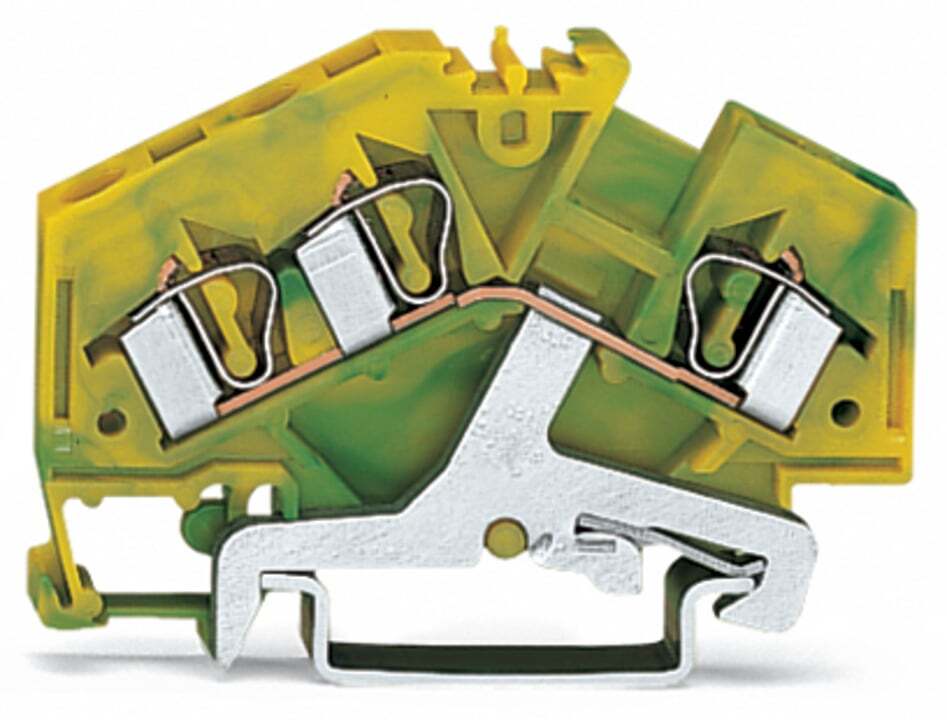 3-conductor ground terminal block; 4 mm; center marking; for DIN-rail 35 x 15 and 35 x 7.5; CAGE CLAMP; 4,00 mm; green-yellow