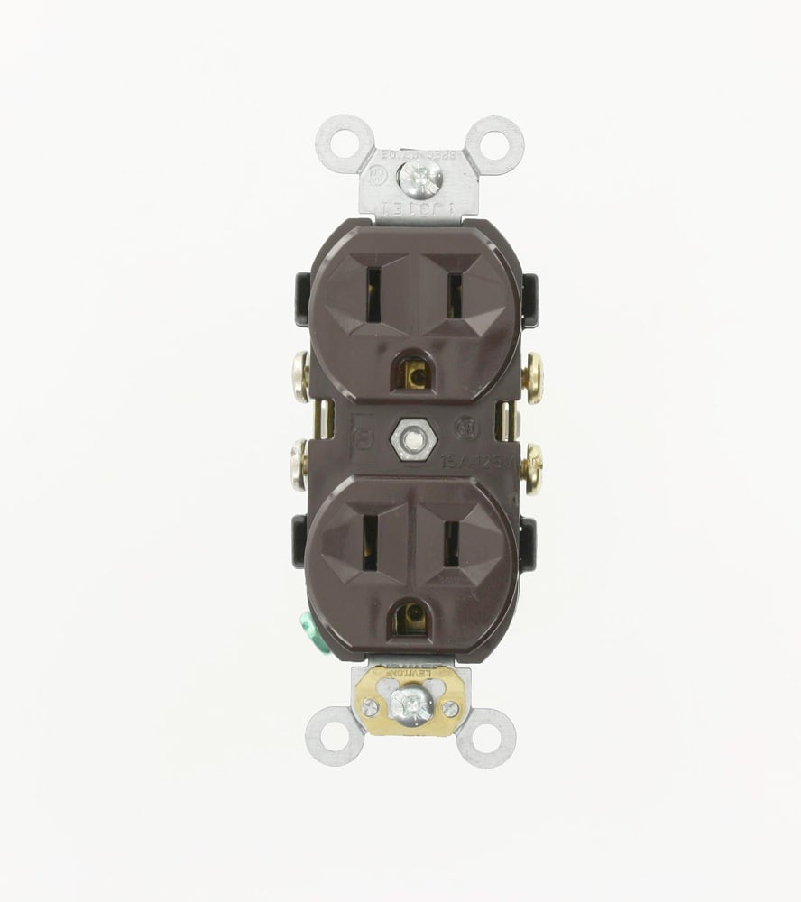 15 Amp, 125 Volt, Pro-Grade Receptacle Duplex, 2 Pole, 3 Wire, Brown