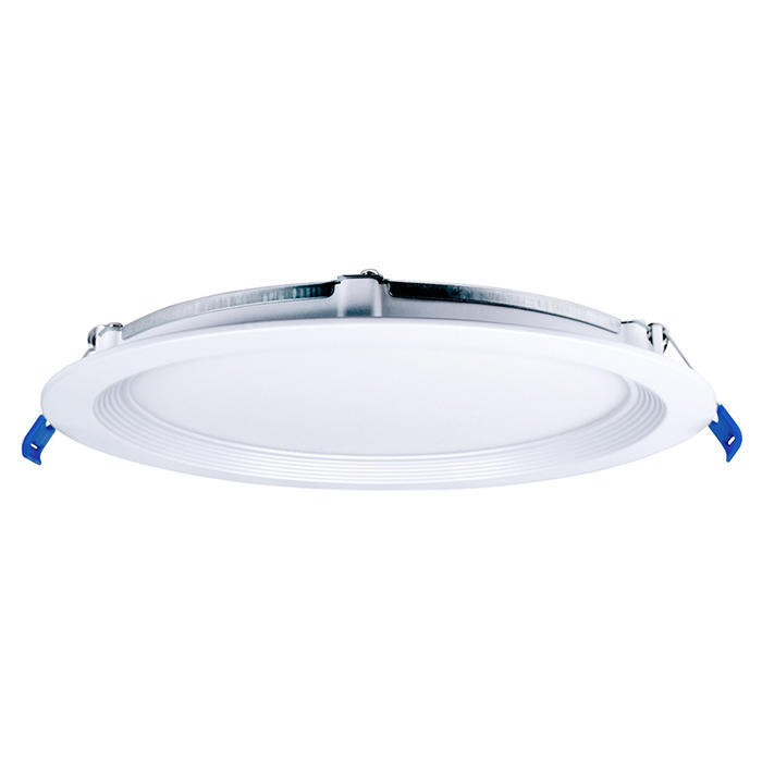 8-INCH ROUND BAFFLE SLIM DOWNLIGHT, 18W 1400 LUMENS, 5-CCT SELECTABLE, 120V TRIAC DIMMING, ETL LISTED, WET LOCATION, IC RATED, ENERGY STAR, CEC TITLE 24 JA8, AIR TIGHT CERTIFIED.