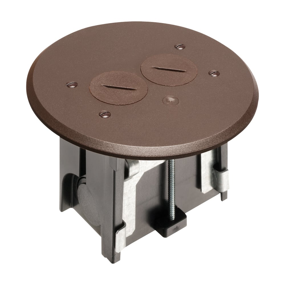 1-Gang Adjustable Non-Metallic Floor Box for New Floors; Includes Brown Cover