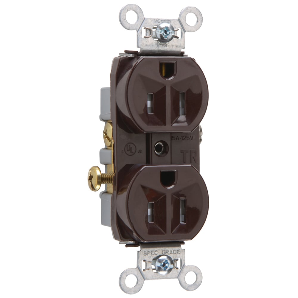 Commercial Grade Tamper-Resistant Duplex Receptacle Side Wire 15amp 125volt Brown