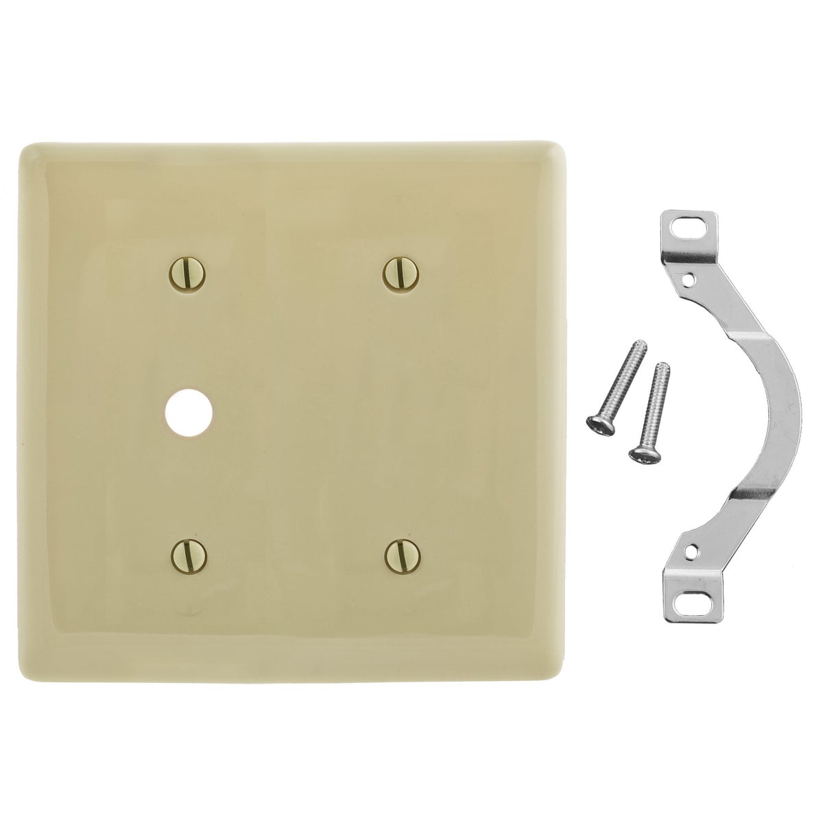 Wallplates, Nylon, 2-Gang, 1) Blank, 1) .406" Opening, Ivory
