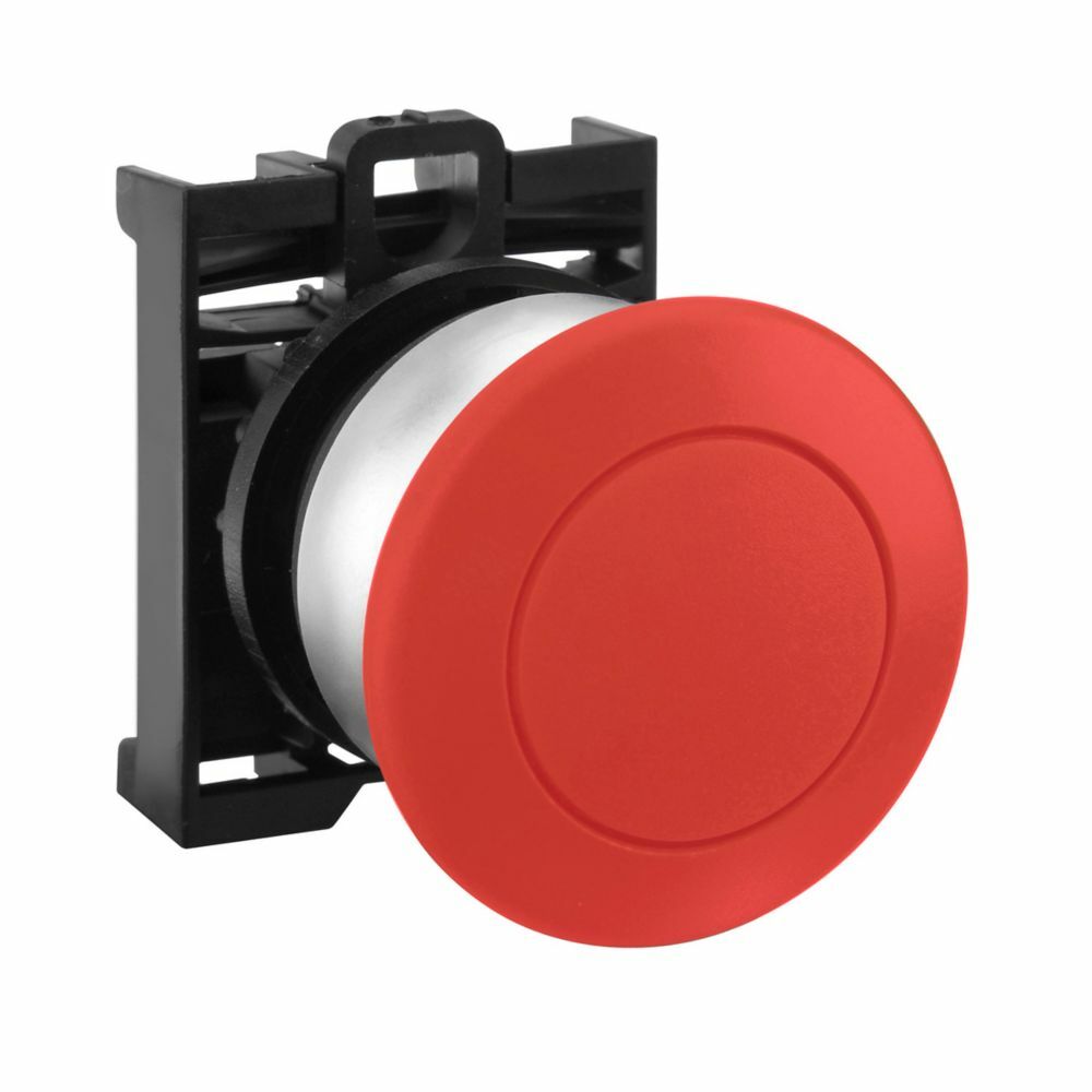 Eaton M22 modular pushbutton, M22 Modular Mushroom  Pushbutton Operator, 22.5 mm, Maintained, Non-illuminated, Bezel: Silver, Button: Red, IP67, IP69K, NEMA 4X, 13, 1,000,000 mechanical operations