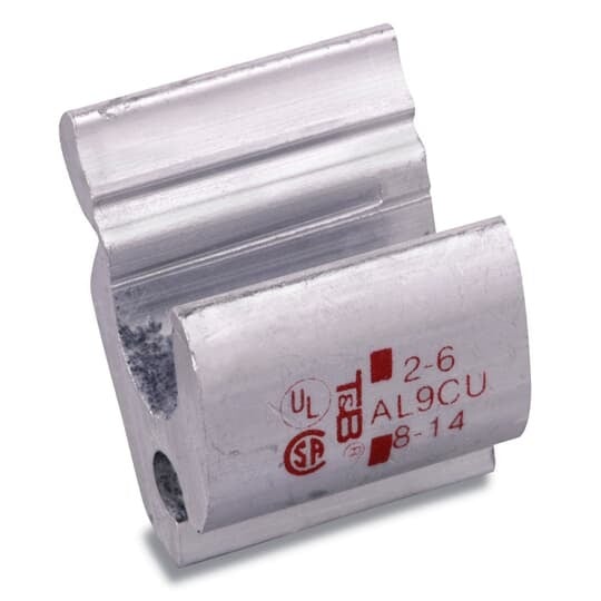 Aluminum Compression H-Tap: Wire Range Main: 2-6, Branch 8-14, Length 3/4 Inch, Die Code SO, Die Color Code Orange