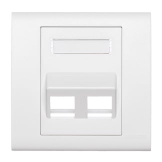 Excella Quickport Angled Wallplate, with ID Window, 2-Port, White
