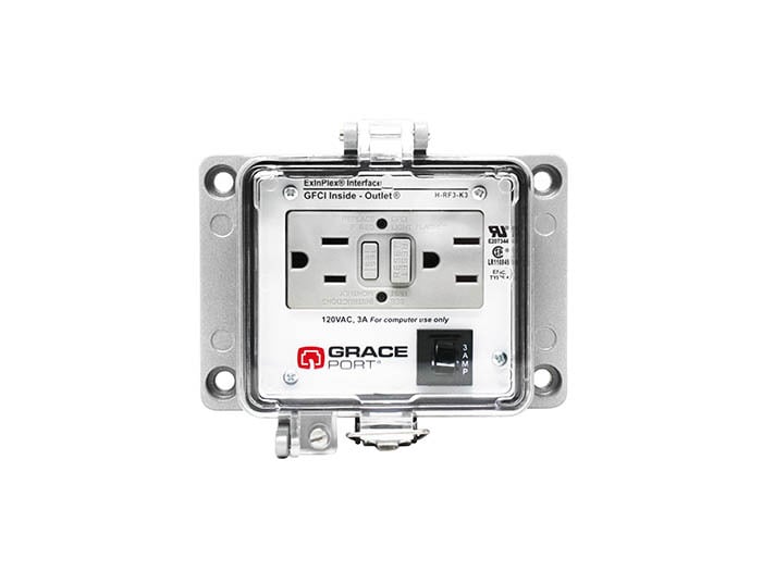 PANEL INTERFACE CONNECTOR, PMH, UL TYPE 4X, GFCI INSIDE-OUTLET, 3 AMP CB