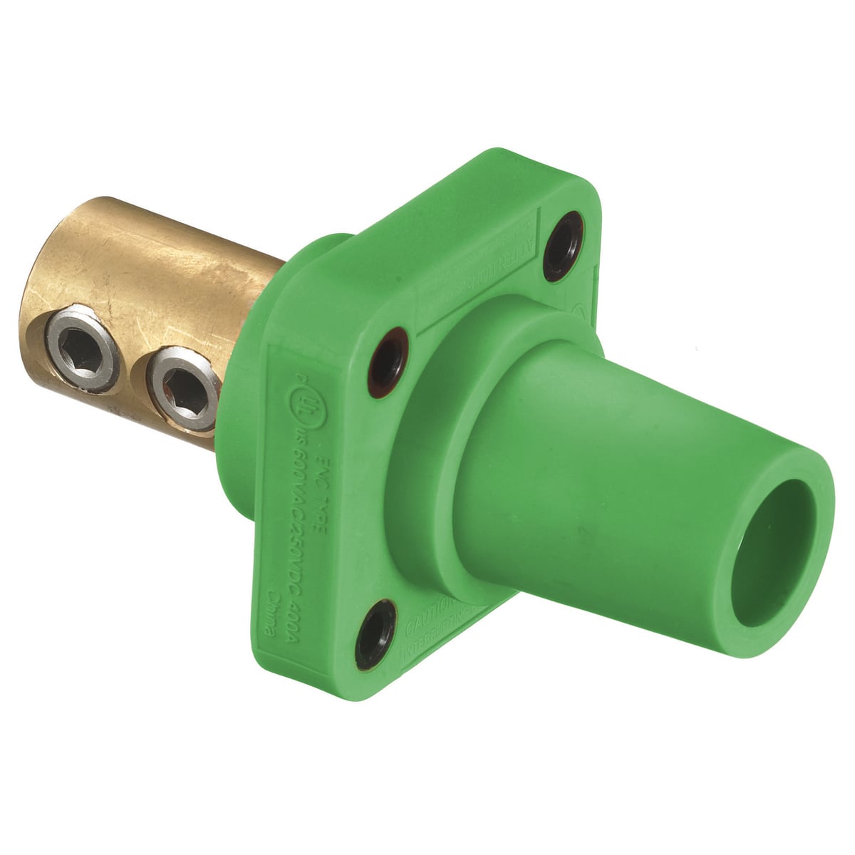 Heavy Duty Products, Single Pole Devices, Industrial Grade, Female Receptacle, 300/400A 600V AC/DC, Single Conductor, Set Screw, Green