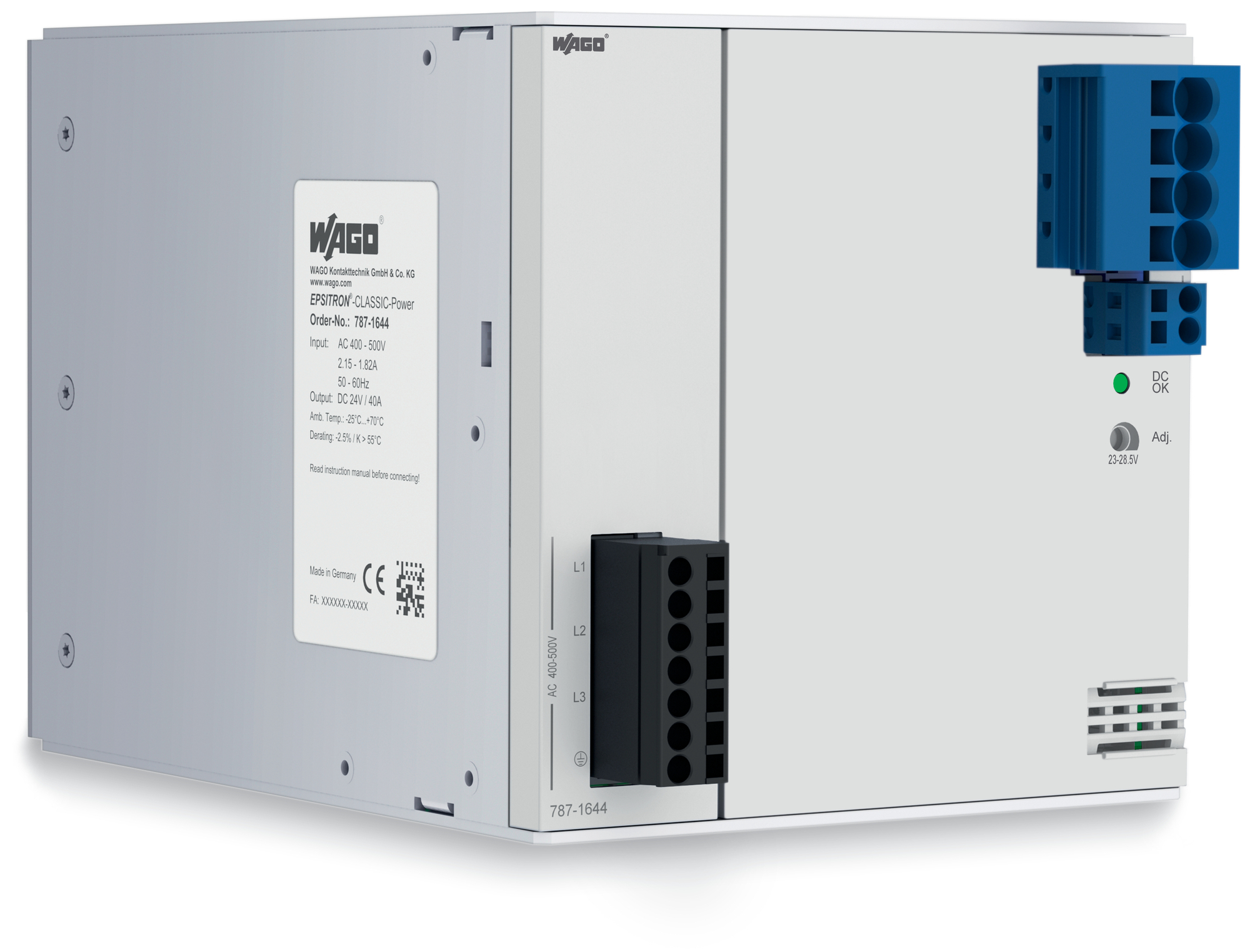 Switched-mode power supply; Classic; 3-phase; 24 VDC output voltage; 40 A output current; TopBoost; DC OK contact