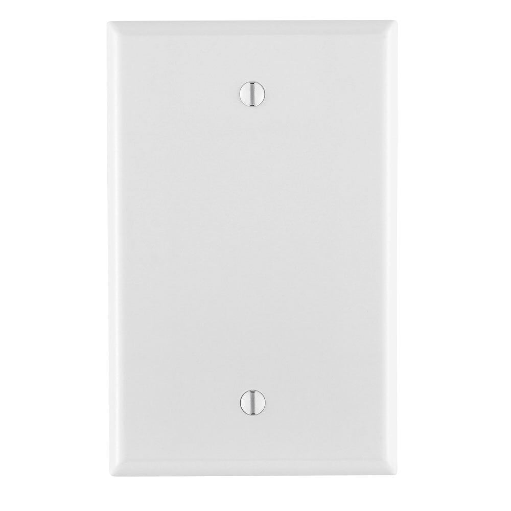 1-Gang No Device Blank Wallplate, Midway Size, Thermoset, Box Mount, White