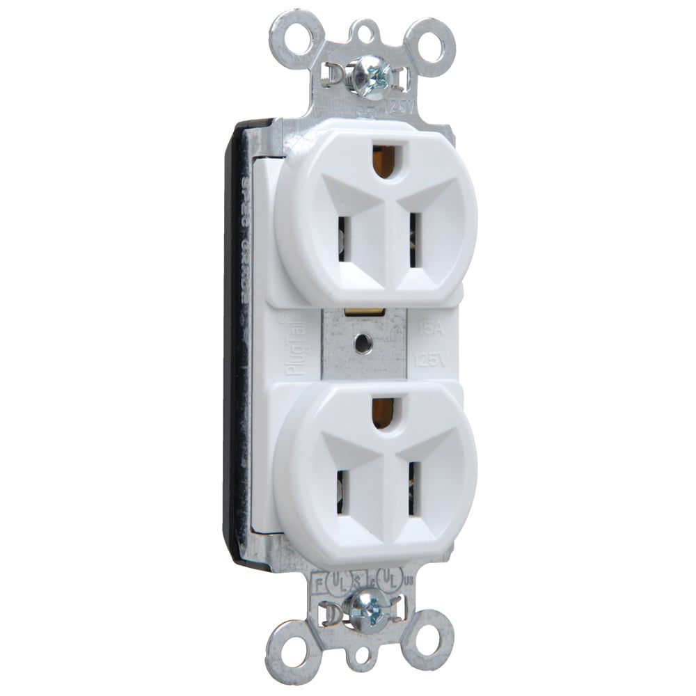 PlugTail Spec Grade Duplex Receptacle 15amp 125volt White