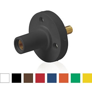 Rhino-Hide 15 Series Female Panel Receptacle, Cam-Type, 3/4"L Threaded Stud, #8 - #2 AWG, 150 Amp Max, Type 3R "While-in-Use-Red
