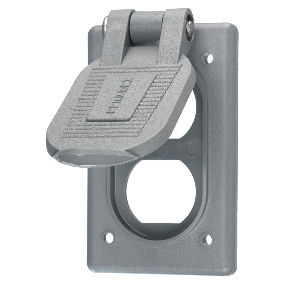 Twist-Lock Devices, Weatherproof Covers, Accessories for Duplex Receptacles, Gray thermoplastic, vertical FS/FD box mount, corrosion resistant