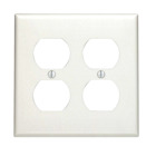 2-Gang, 2-Duplex, Standard Nylon Wallplate, Wallplate, White