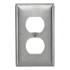 Hubbell Wiring Device Kellems, Wallplates and Boxes, Metallic Plates, 1-Gang, 1) Duplex Opening, 430 Stainless Steel