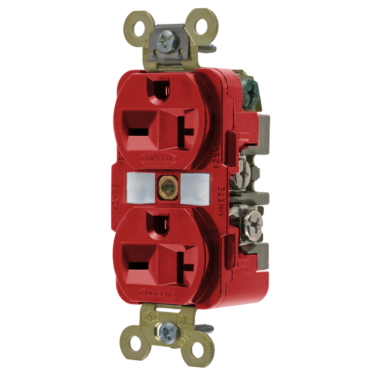 Straight Blade Devices, Receptacles, Duplex, Specification Grade, 2-Pole 3-Wire Grounding, 20A 250V, 6-20R, Red, Single Pack