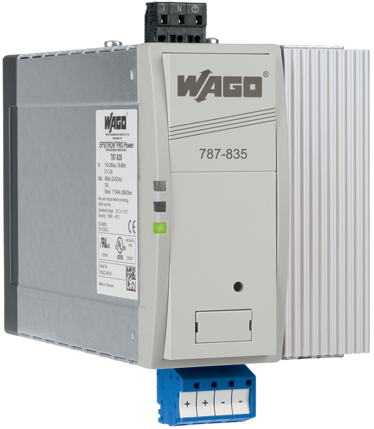 Switched-mode power supply; Pro; 1-phase; 48 VDC output voltage; 10 A output current; TopBoost + PowerBoost; DC OK contact