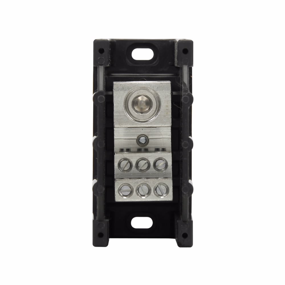 Eaton Bussmann series power distribution block, 600 Vac, 600 Vdc, 310A, Power distribution block, Single-pole, SCCR: 100 kA, Black, Molded Thermoplastic Base, Tin-plated aluminum connector - 16323-1