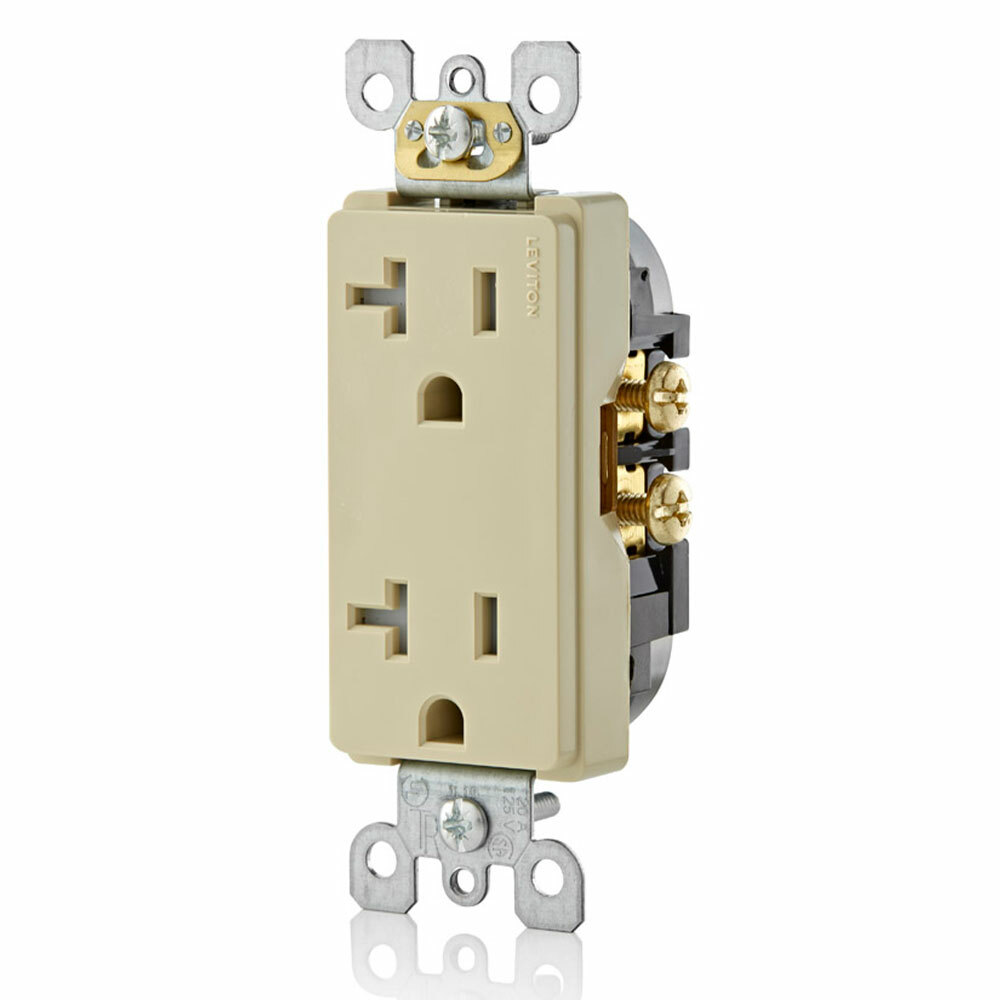 20 Amp, Tamper- Resistant, Decora Duplex Receptacle, Residential Grade, Ivory